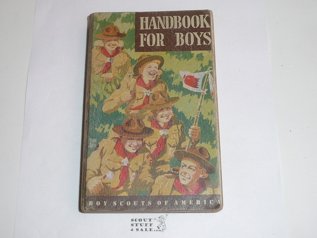 1949 Boy Scout Handbook, Fifth Edition, Second Printing, Don Ross Cover Artwork, two stars on last page, Lt. overall use