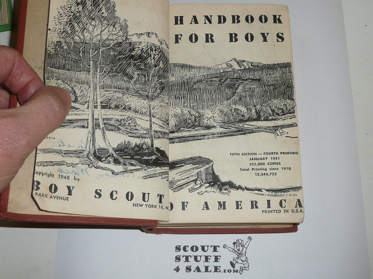 1951 Boy Scout Handbook, Fifth Edition, Fourth Printing, Library Bound Printing