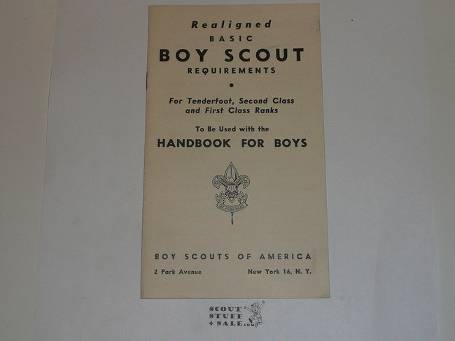 1947 Boy Scout Handbook Supplement, Realigned Boy Scout Requirements, 2-47 printing