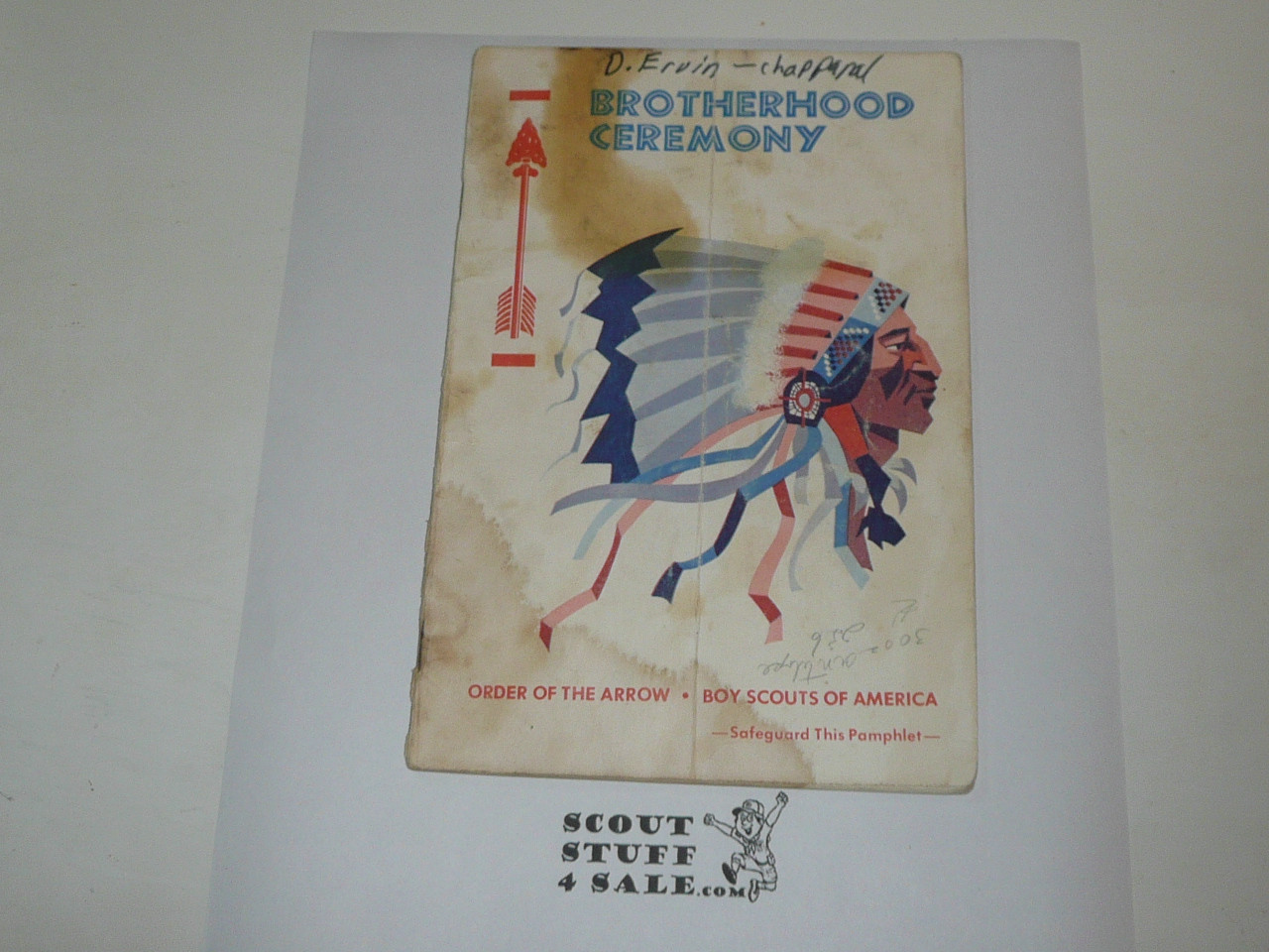 Brotherhood Ceremony Manual, Order of the Arrow, 1976, 8-76 Printing, used