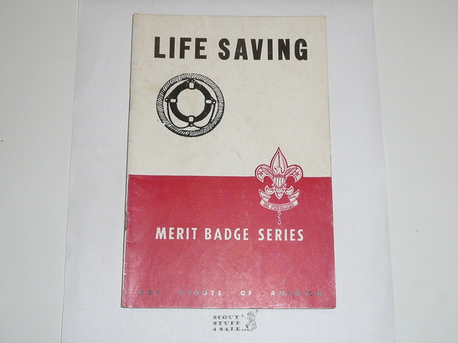 Life Saving Merit Badge Pamphlet, Type 5, Red/Wht Cover, 6-50 Printing