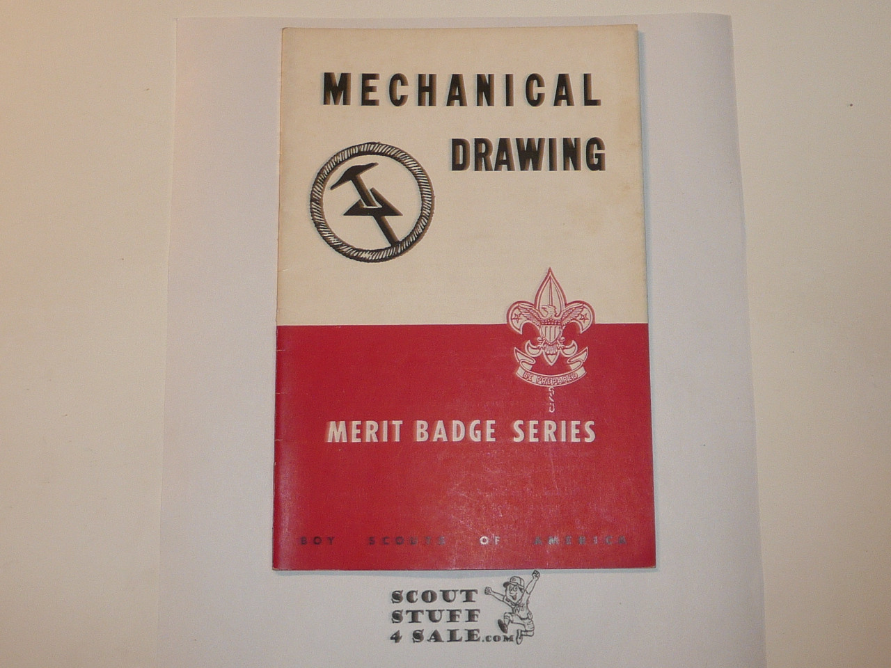 Mechanical Drawing Merit Badge Pamphlet, Type 5, Red/Wht Cover, 8-48 Printing