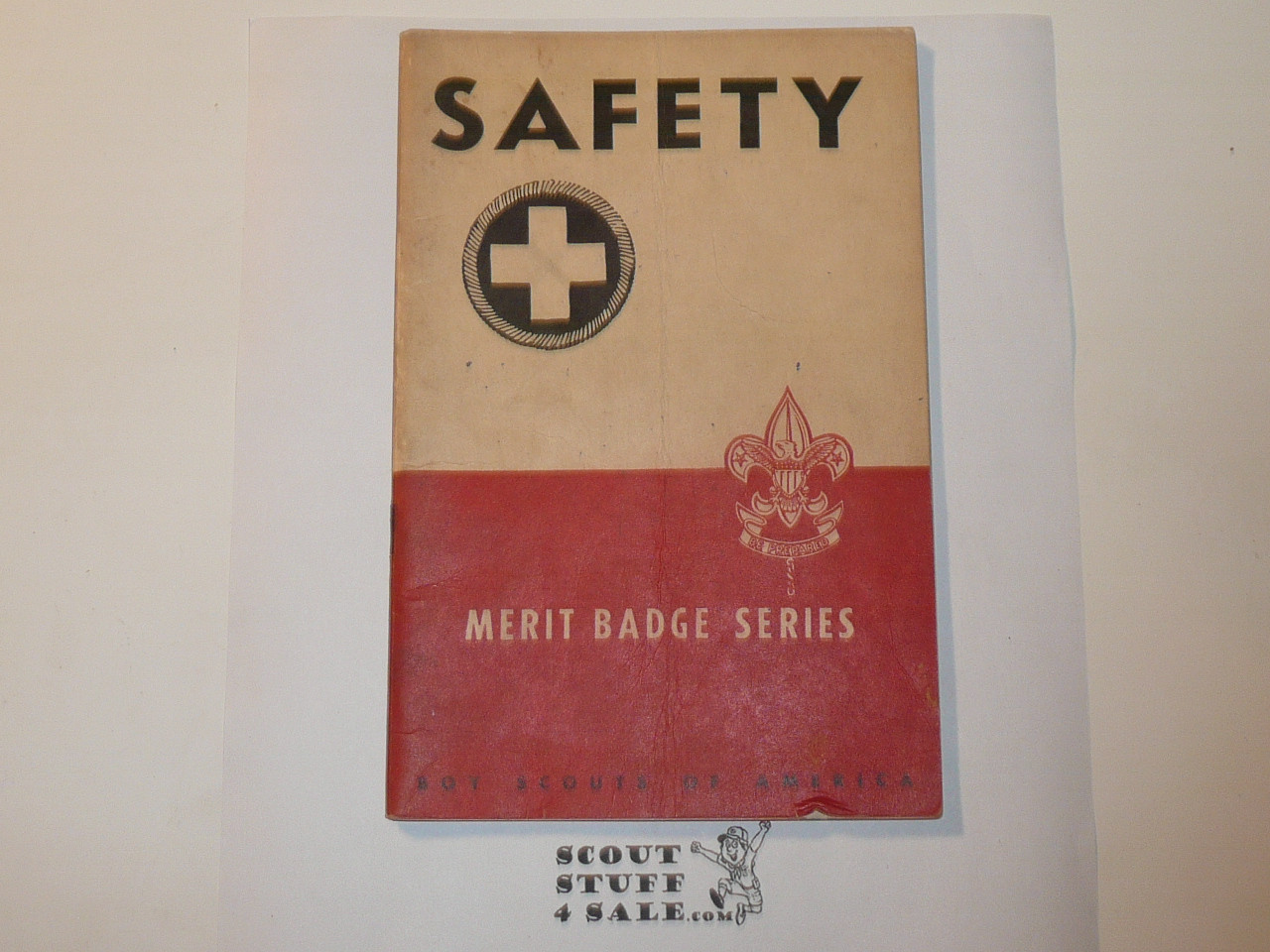 Safety Merit Badge Pamphlet, Type 5, Red/Wht Cover, Wartime Book, 4-44 Printing