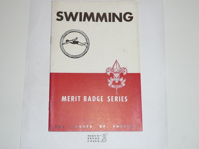 Swimming Merit Badge Pamphlet, Type 5, Red/Wht Cover, 3-50 Printing