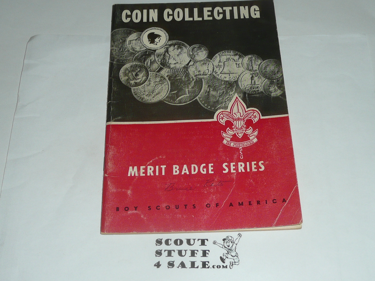 Coin Collecting Merit Badge Pamphlet, Type 6, Picture Top Red Bottom Cover, 1-60 Printing