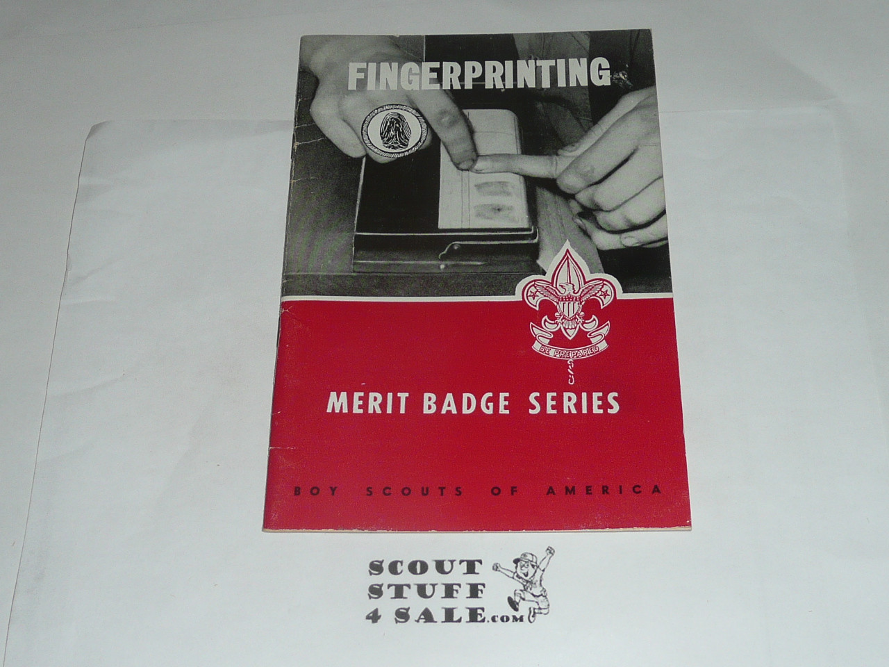 Fingerprinting Merit Badge Pamphlet, Type 6, Picture Top Red Bottom Cover, 7-57 Printing