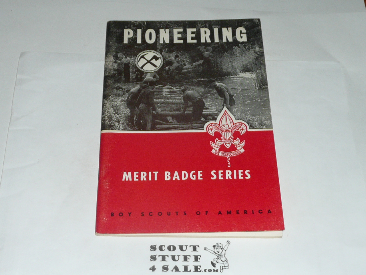 Pioneering Merit Badge Pamphlet, Type 6, Picture Top Red Bottom Cover, 6-55 Printing