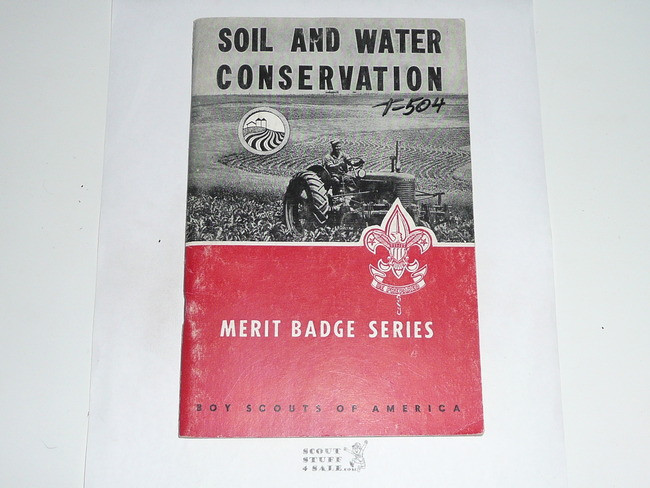 Soil and Water Conservation Merit Badge Pamphlet, Type 6, Picture Top Red Bottom Cover, 4-64 Printing