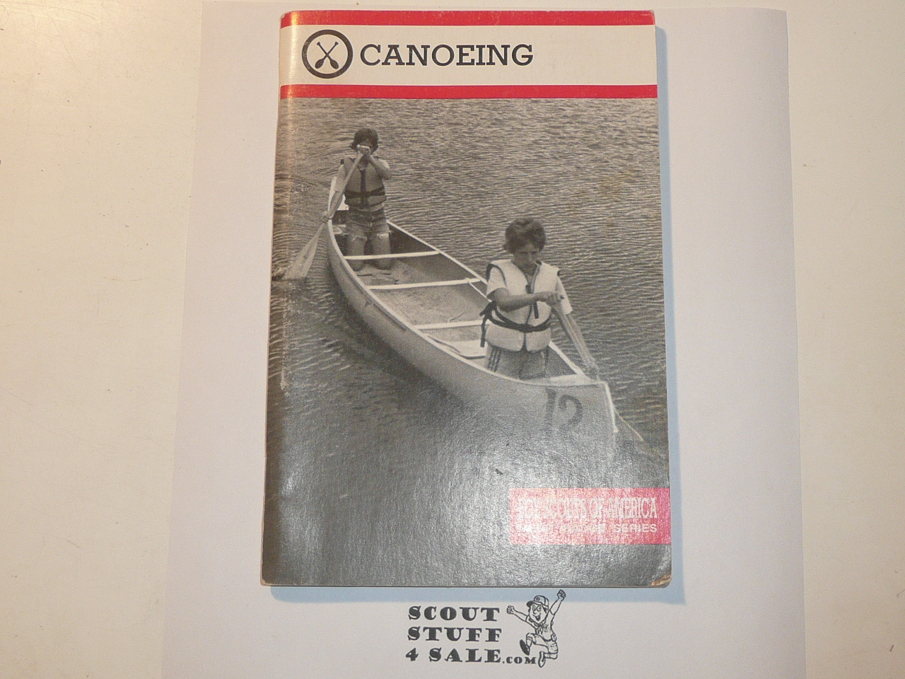 Canoeing Merit Badge Pamphlet, Type 9, Red Band Cover, 2-94 Printing