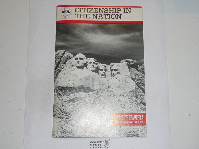 Citizenship in the Nation Merit Badge Pamphlet, Type 9, Red Band Cover, 11-89 Printing