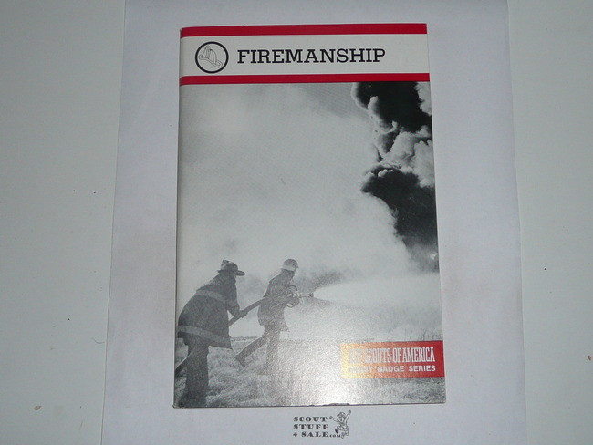 Firemanship Merit Badge Pamphlet, Type 9, Red Band Cover, 7-88 Printing
