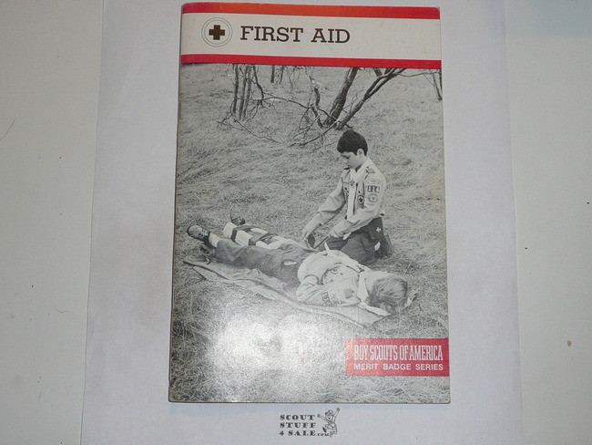 First Aid Merit Badge Pamphlet, Type 9, Red Band Cover, 3-91 Printing