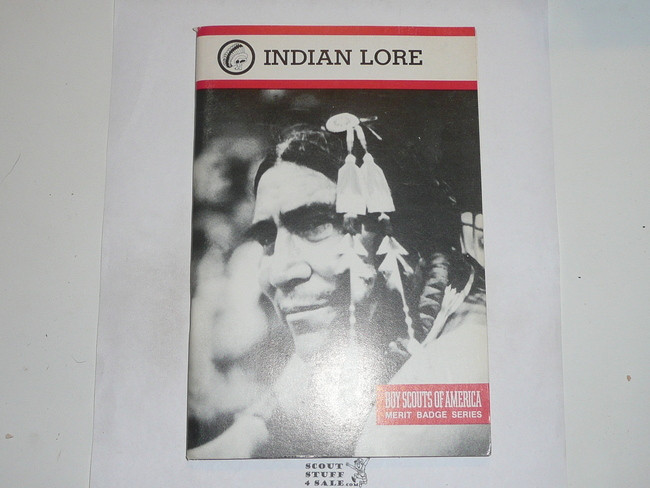 Indian Lore Merit Badge Pamphlet, Type 9, Red Band Cover, 4-86 Printing