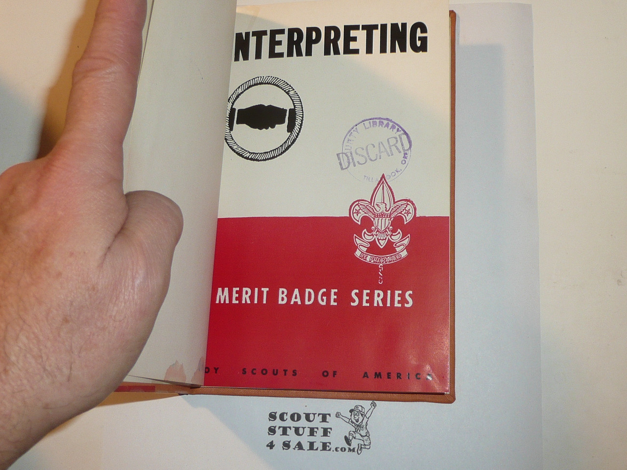 Interpreting Library Bound Merit Badge Pamphlet, Type 5, Red/Wht Cover, 1-50 Printing