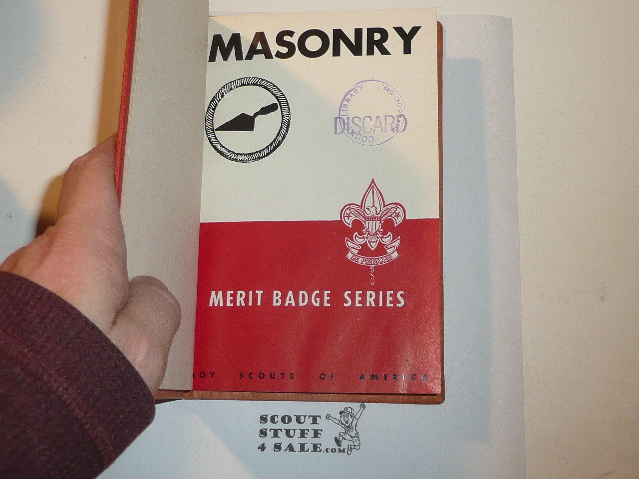 Masonry Library Bound Merit Badge Pamphlet, Type 5, Red/Wht Cover, 2-50 Printing