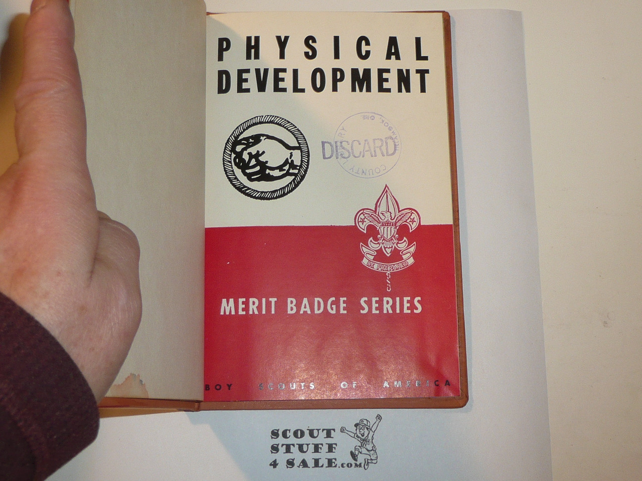 Physical Development Library Bound Merit Badge Pamphlet, Type 5, Red/Wht Cover, 4-51 Printing