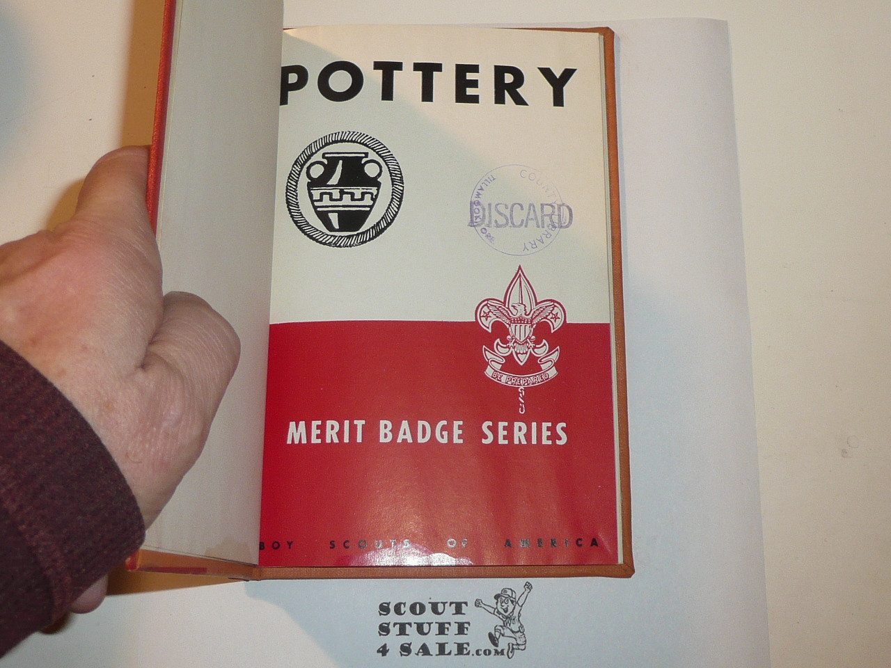 Pottery Library Bound Merit Badge Pamphlet, Type 5, Red/Wht Cover, 2-50 Printing