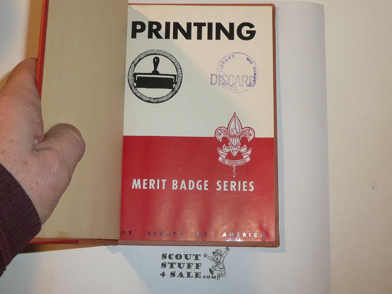 Printing Production Library Bound Merit Badge Pamphlet, Type 5, Red/Wht Cover, 5-51 Printing