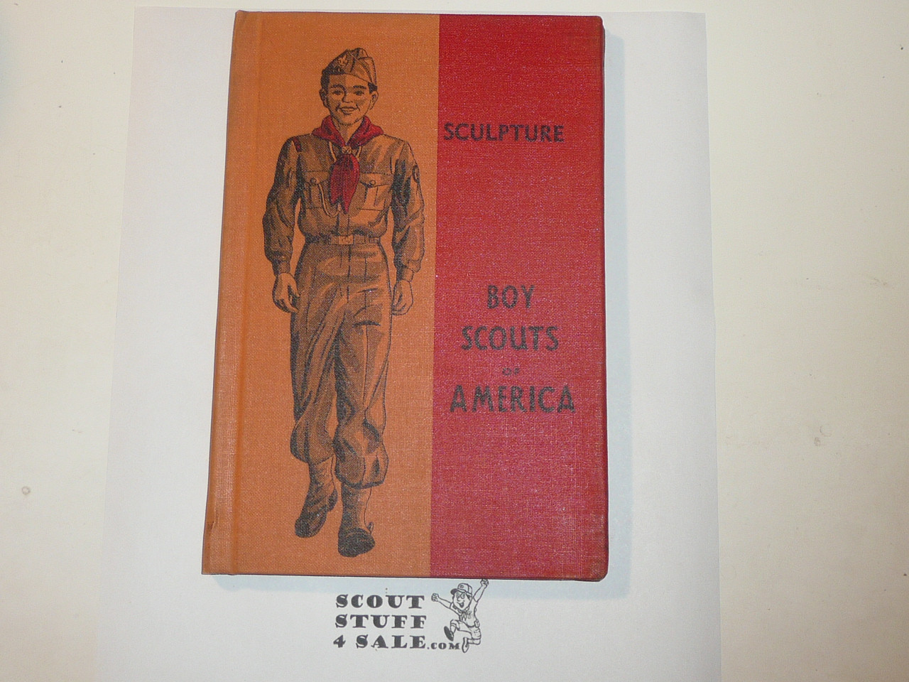 Sculpture Library Bound Merit Badge Pamphlet, Type 5, Red/Wht Cover, 1-50 Printing