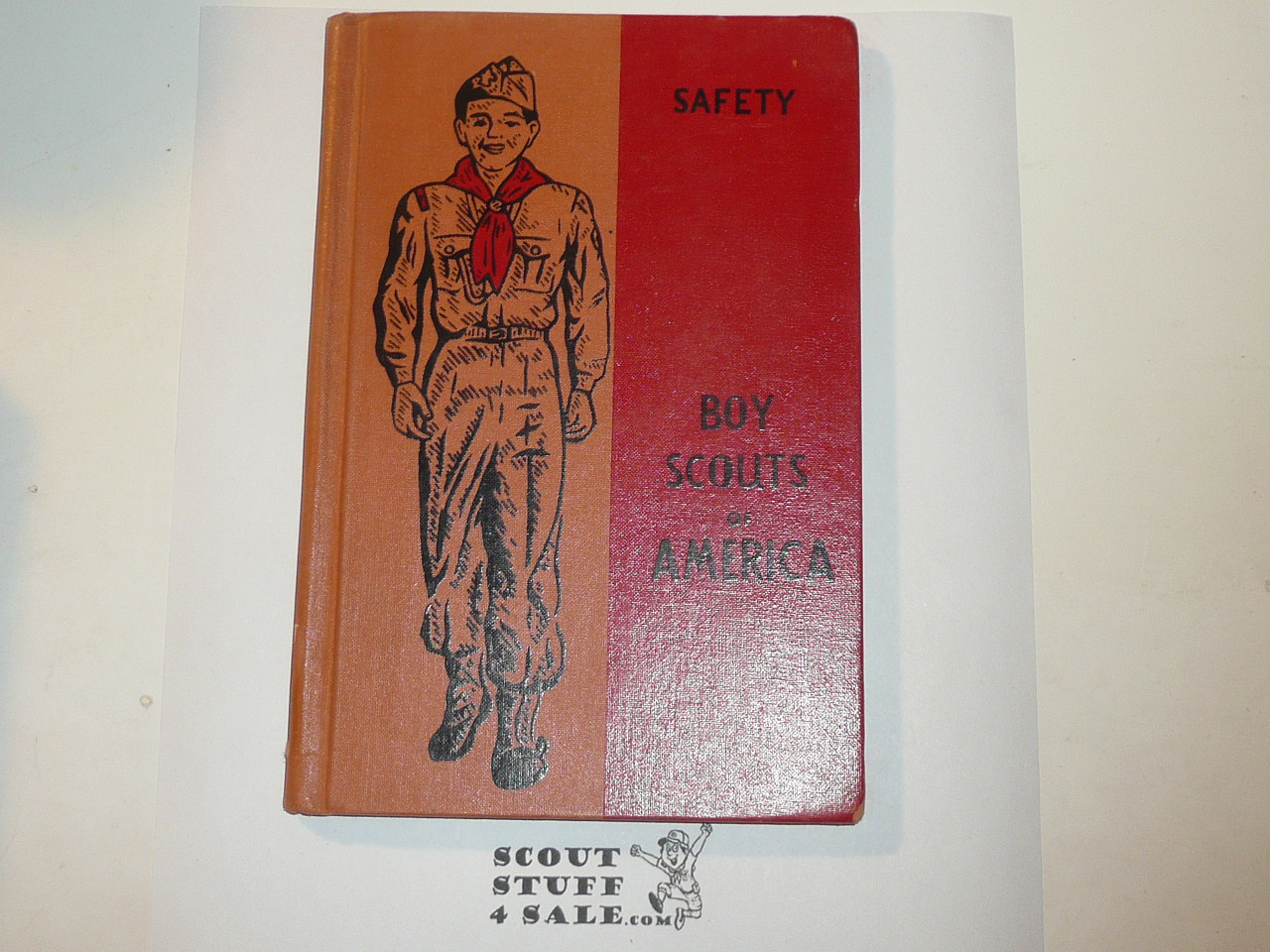 Safety Library Bound Merit Badge Pamphlet, Type 6, Picture Top Red Bottom Cover, 6-55 Printing