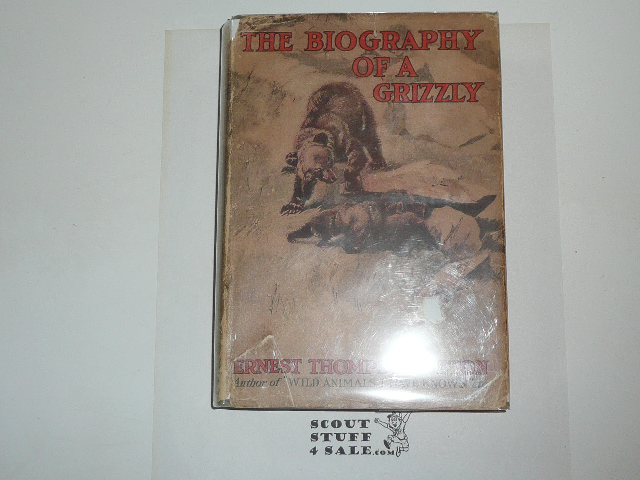 The Biography of a Grizzly, By Ernest Thompson Seton, Every Boy's Library Edition, Type Two Binding, with the dust jacket