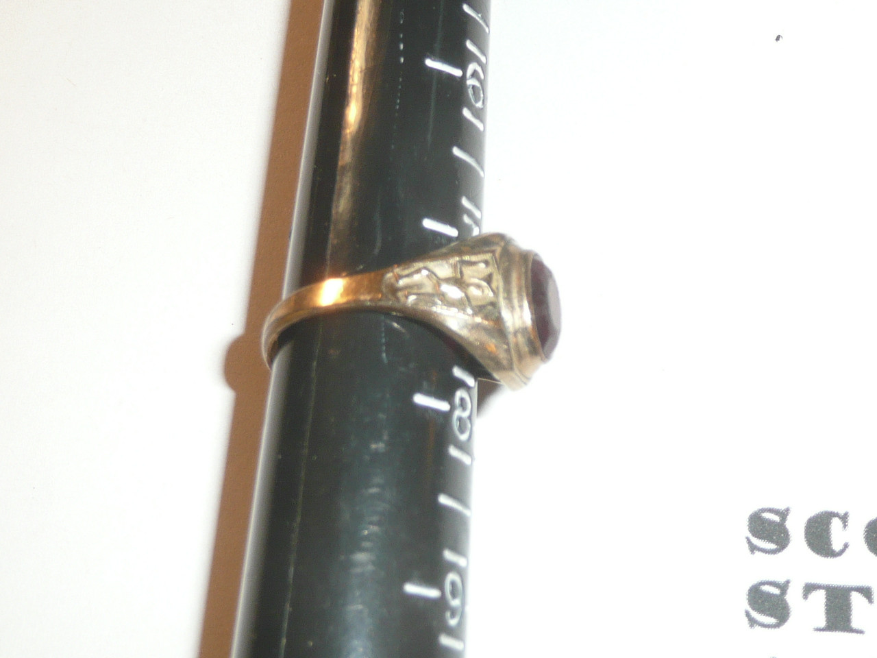 Brownie Girl Scout Ring, Early, Adjustible, 10k GOLD with Red Stone, HC34