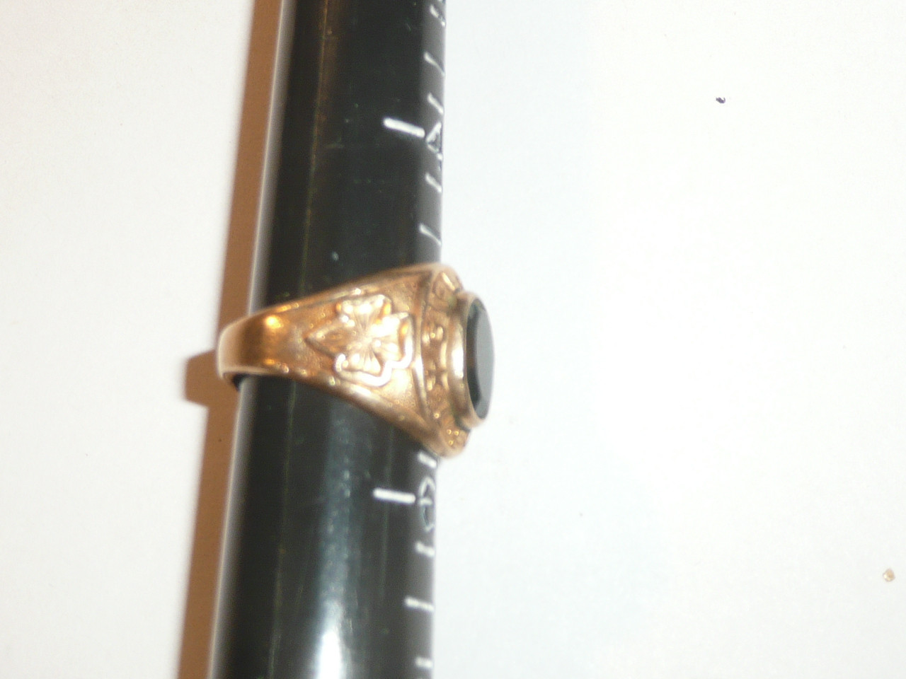 Girl Scout Ring, Early, 10k GOLD with Green Stone, HC35