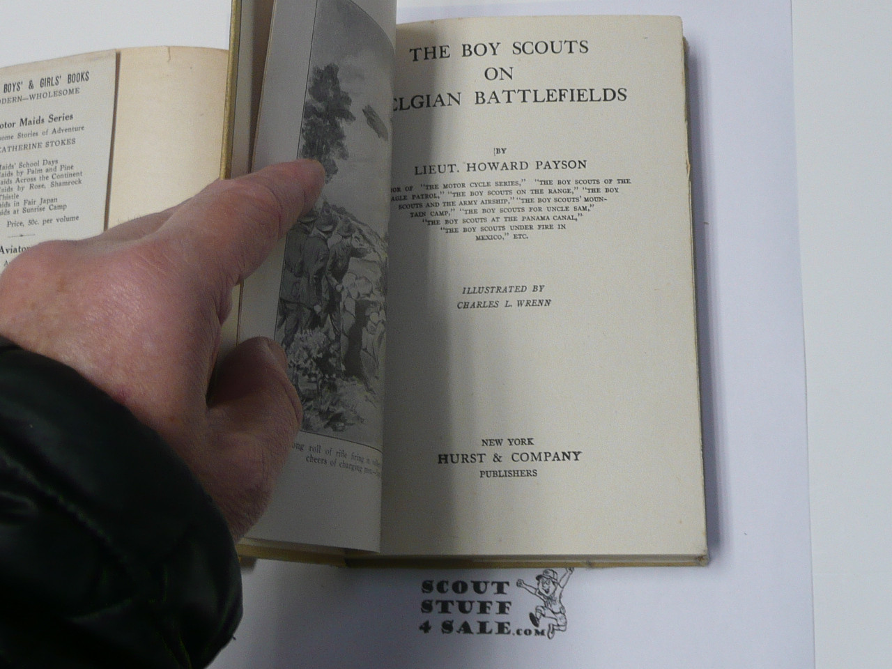 The Boy Scouts on Belgian Battlefields, by Lieutenant Howard Payson, 1915, Boy Scout Story Book, With Dust Jacket