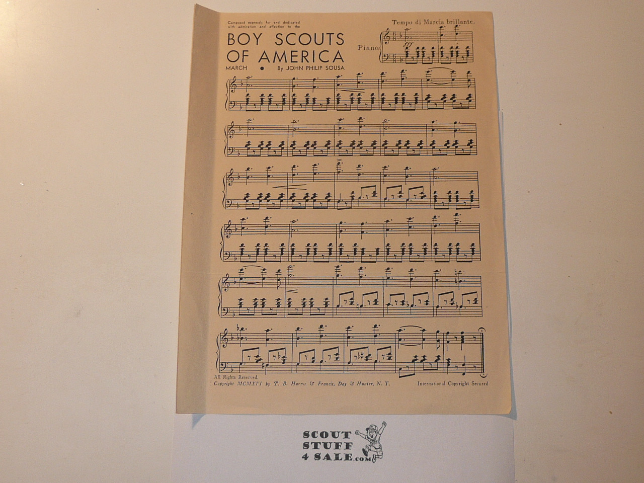 1911 The Boy Scouts of America March Sheet Music, By John Philip Sousa