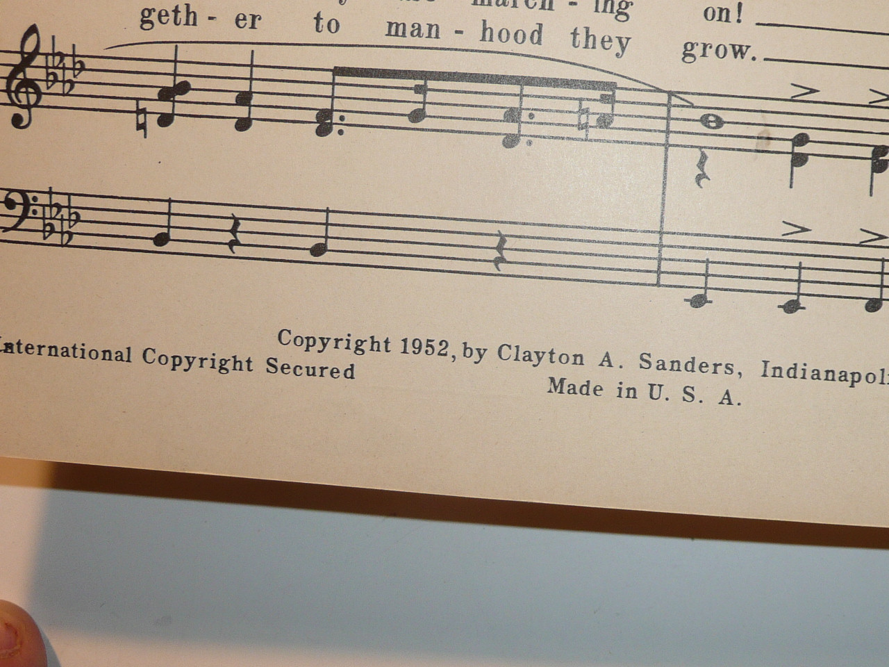 1952 Boy Scout March Sheet Music, by Clayton A. Sanders