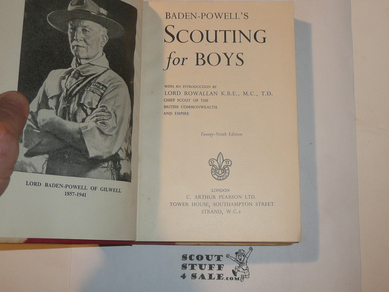 1955 Scouting for Boys, By Lord Baden-Powell, 29th printing 9-55 Hardbound with dust jacket