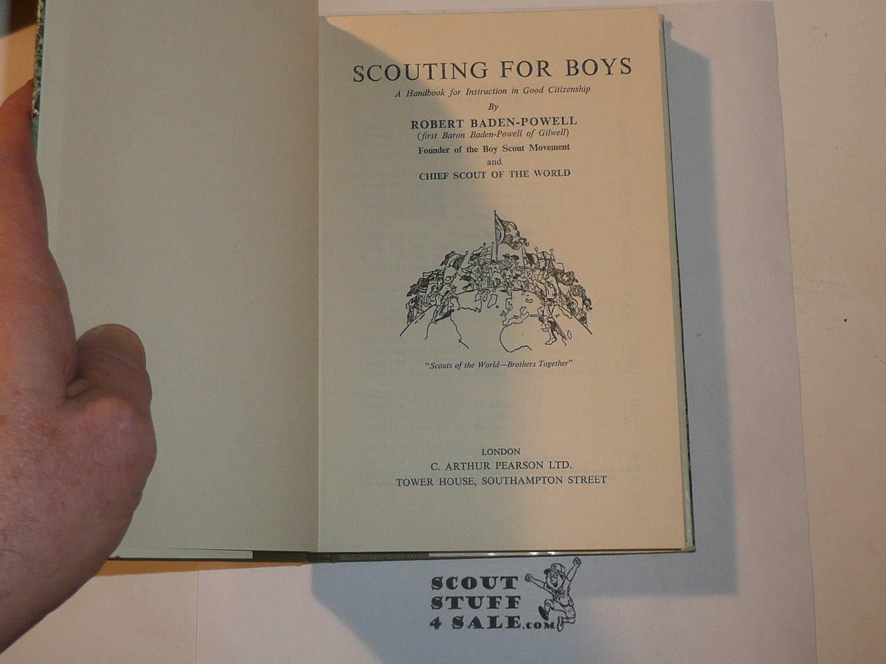 1963 Scouting for Boys, By Sir Robert Baden-Powell, Signed by William "Green Bar Bill" Hillcourt, hardbound with dust jacket