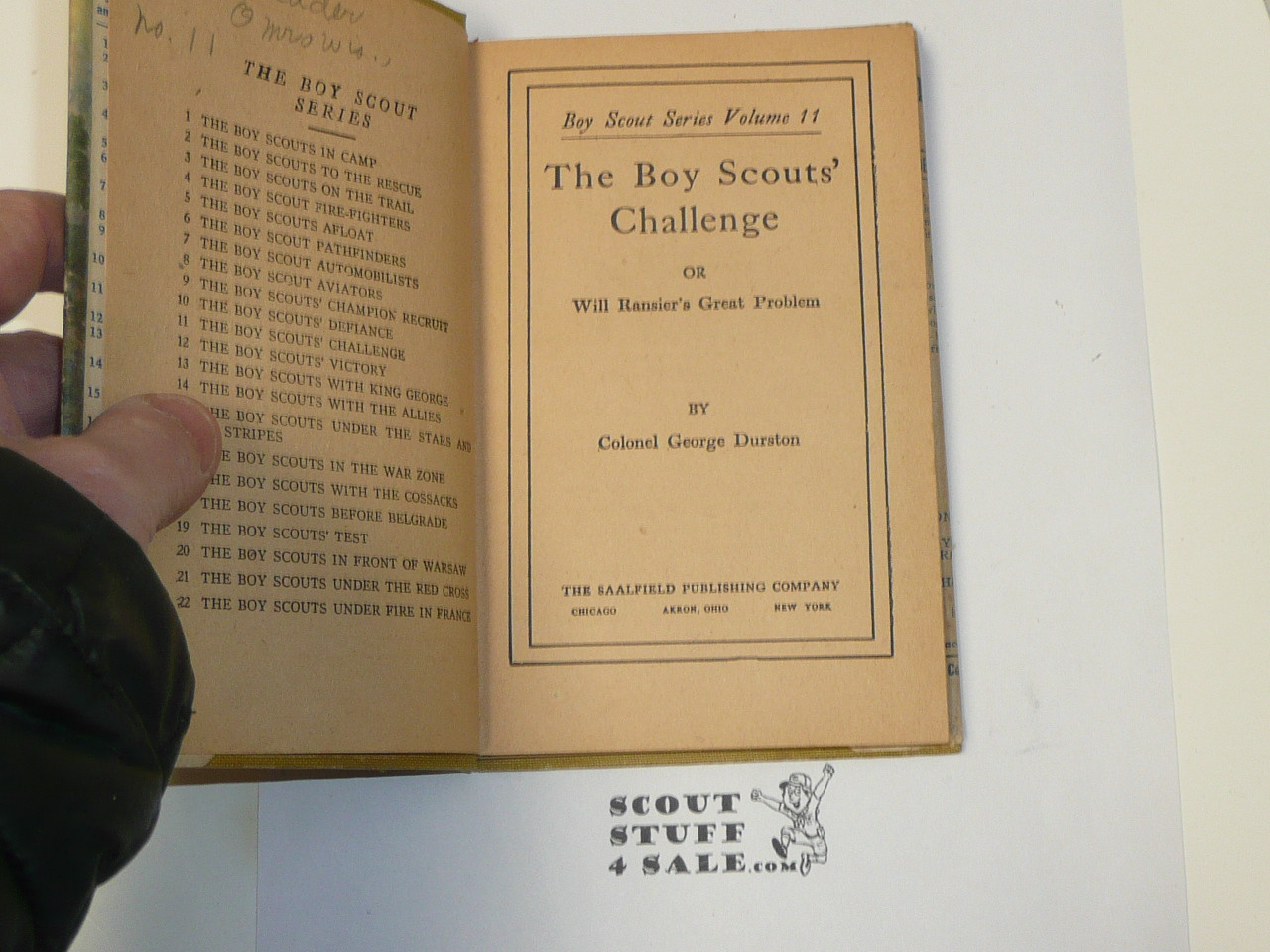 The Boy Scouts' Challenge or Will Ransier's Great Problem, By Colonel George Durston, 1912, Hardcover with Dust Jacket, Boy Scout Series Volume 11