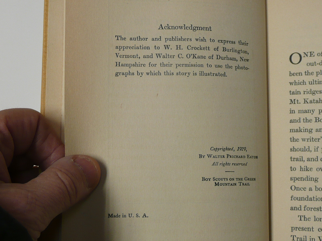 Boy Scouts on the Green Mountain Trail, By Walter Prichard Eaton, 1929 First Edition, Hardbound with Dust Jacket, Boy Scout Story Book