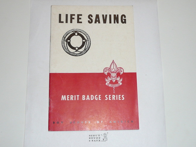Lifesaving Merit Badge Pamphlet, Type 5, Red/Wht Cover, 10-47 Printing