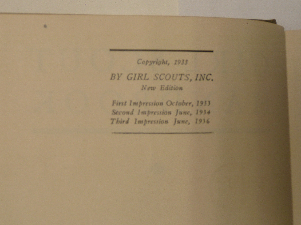 1936 Official Girl Scout Handbook, hardbound, 6-36 Printing, 3rd printing