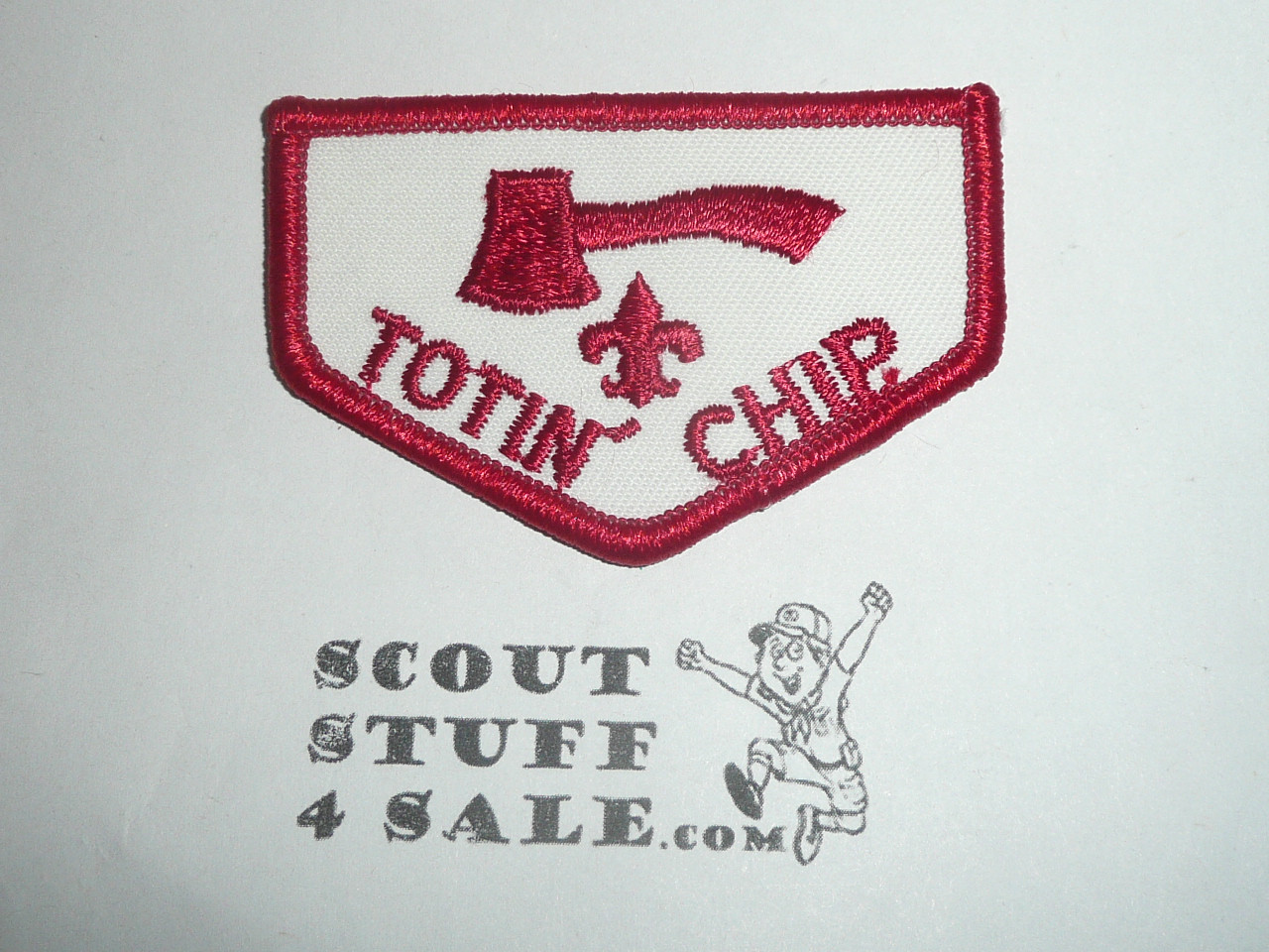Totin' Chip Boy Scout knife/Axe Award Patch, white r/e twill, fdl