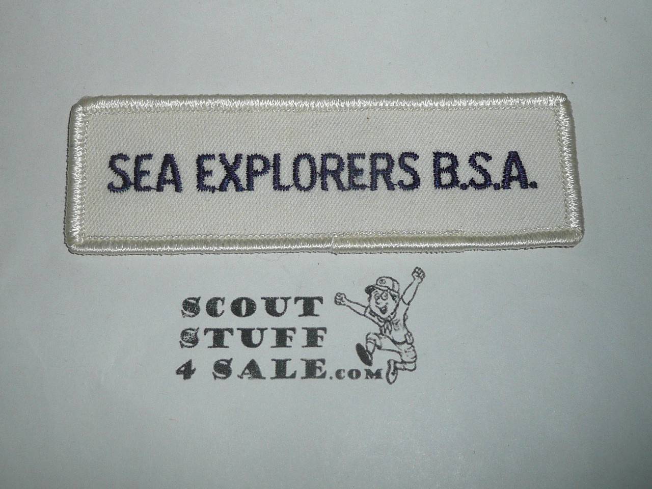 Program Strip - Sea Explorers B.S.A. on White twill, rolled edge, MINT