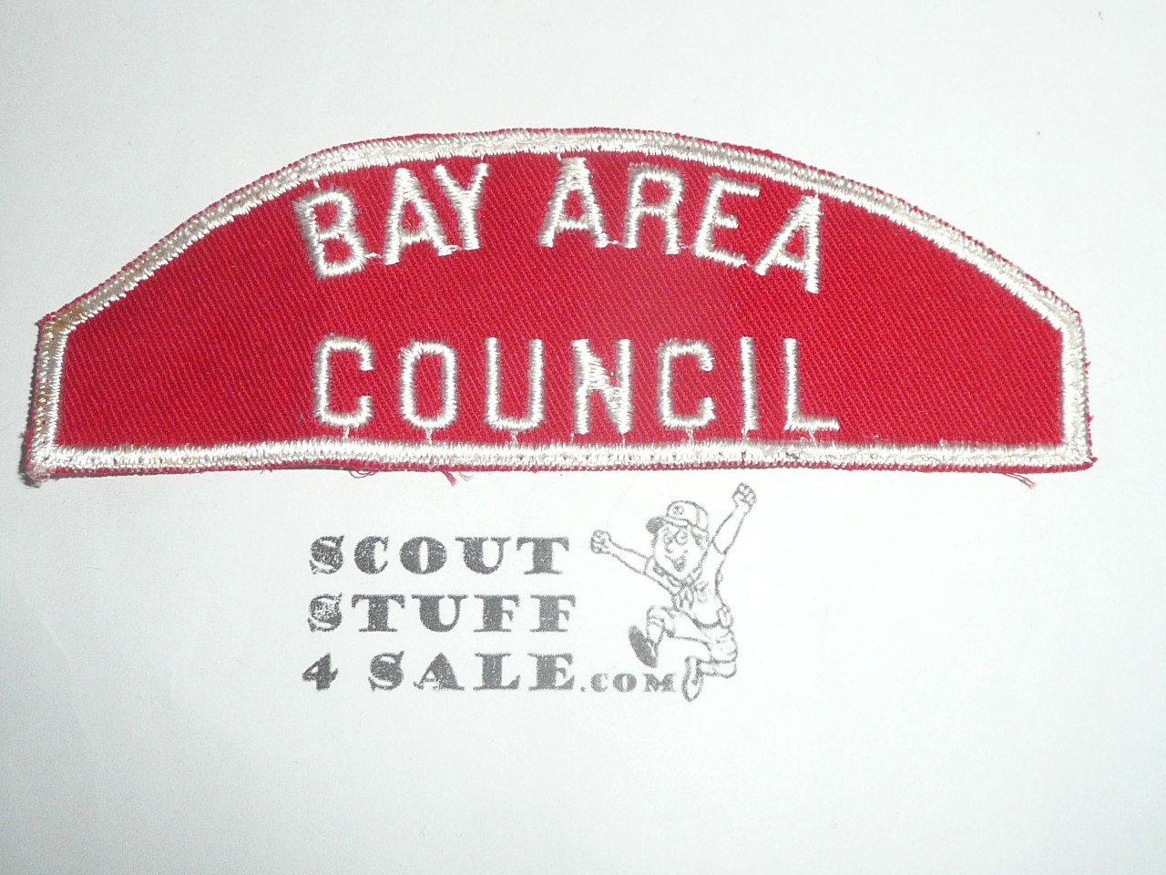Bay Area Council Red/White Council Strip, sewn but not washed, still stiff - Boy Scout