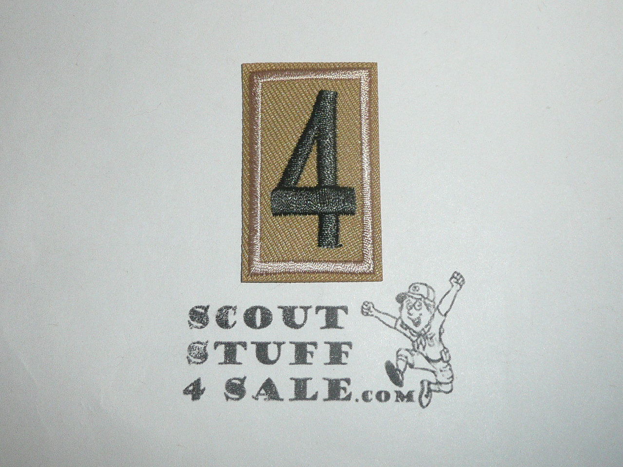 Tan Troop Numeral "4", twill, current
