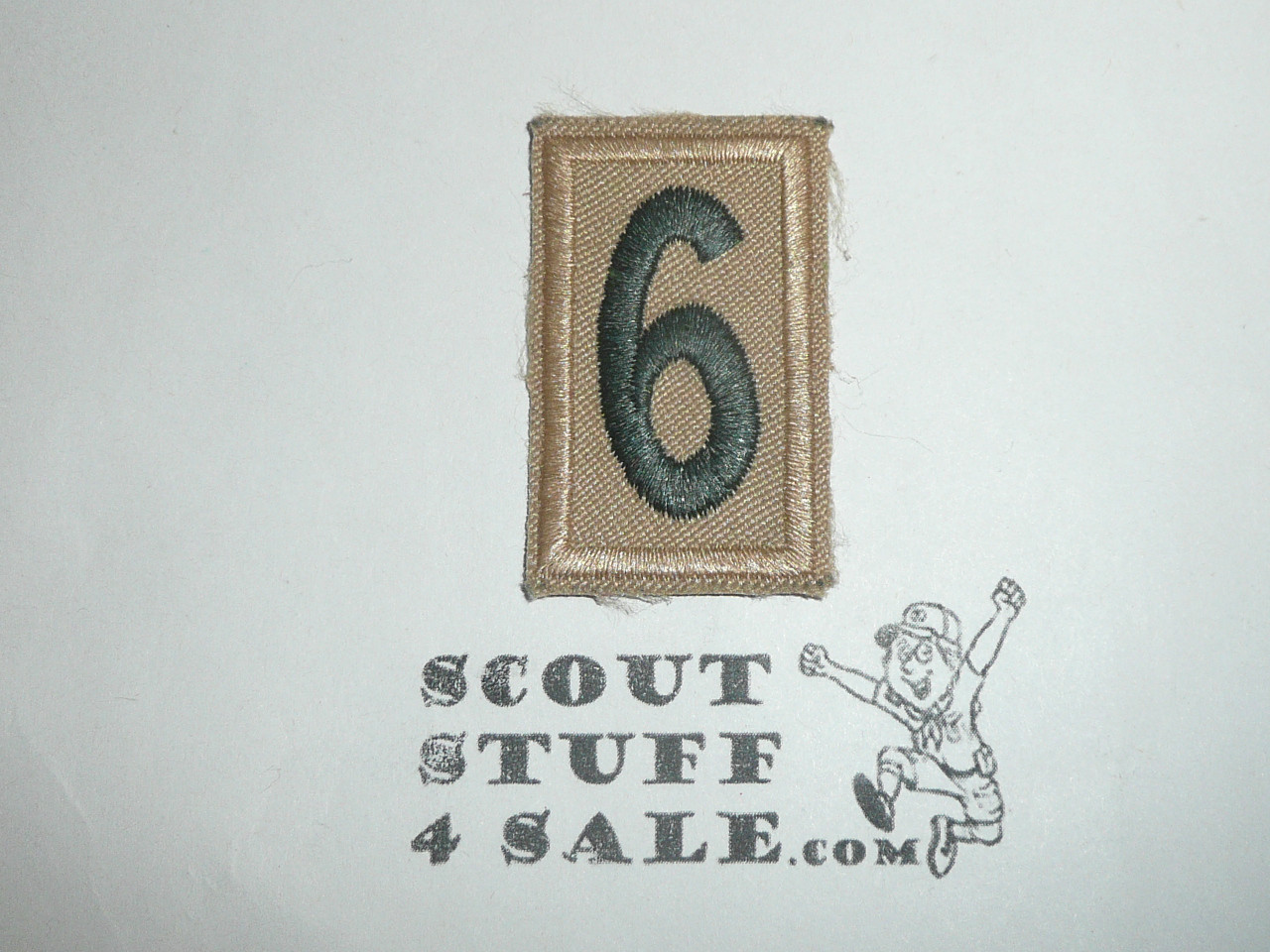 Tan Troop Numeral "6", twill, current