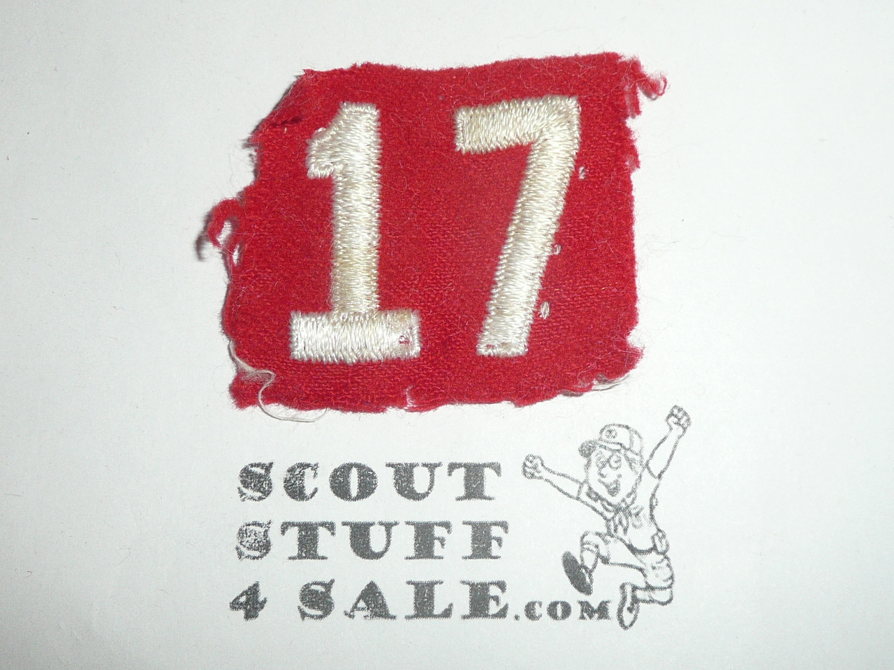 1930's Red Troop Numeral "17", felt, used