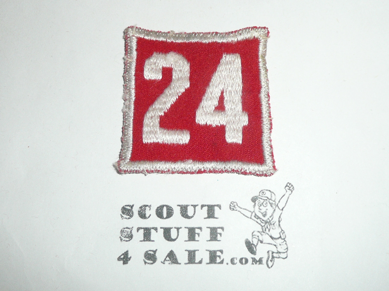 1920's Red Troop Numeral "24", felt, lite use