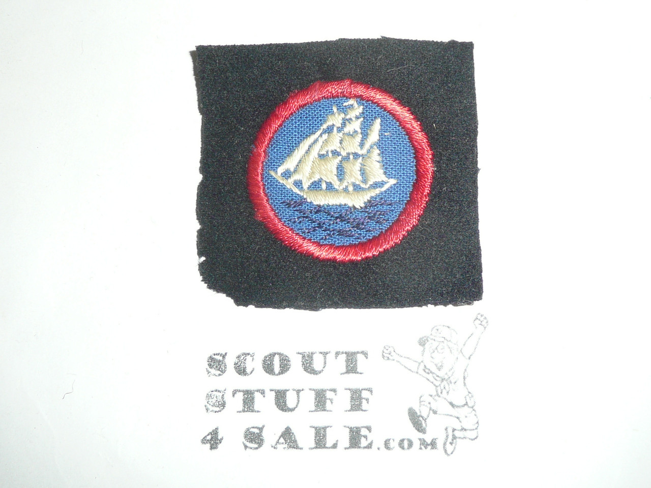 Sea Scout Explorer Long Cruise Patch, blue felt, early issue with no embroidery behind ship