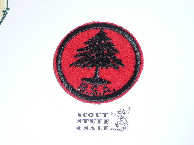 Pine Tree Patrol Medallion, Felt w/BSA Solid black ring back, 1940-1955, used