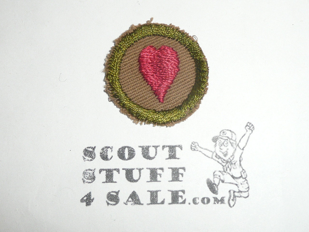 Personal Health - Type A - Square Tan Merit Badge (1911-1933), teens, cut to round