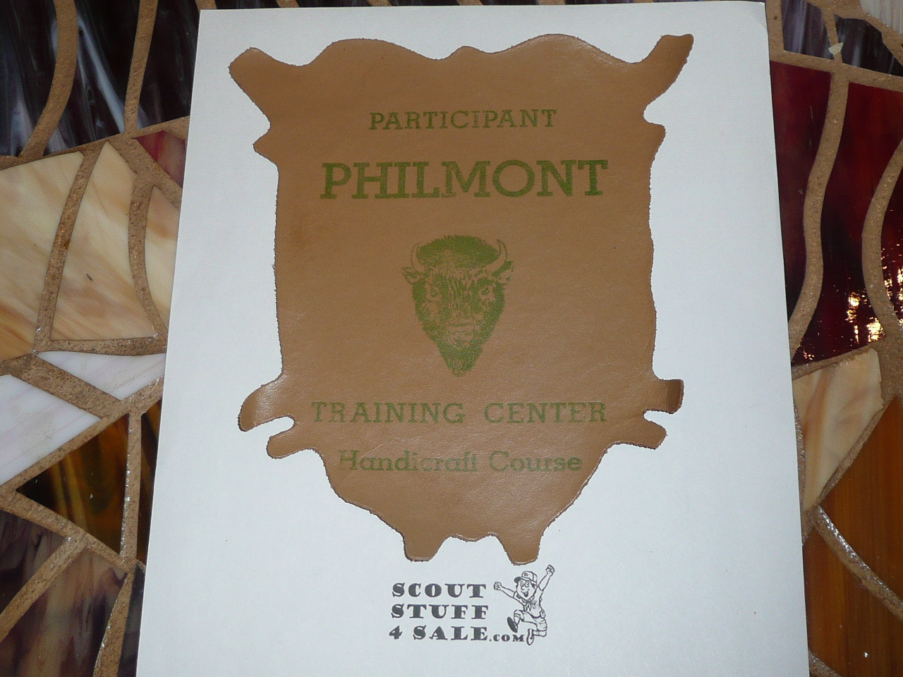 Philmont Scout Ranch, Early Training Center Handicraft Course Participant Leather Hide, green print