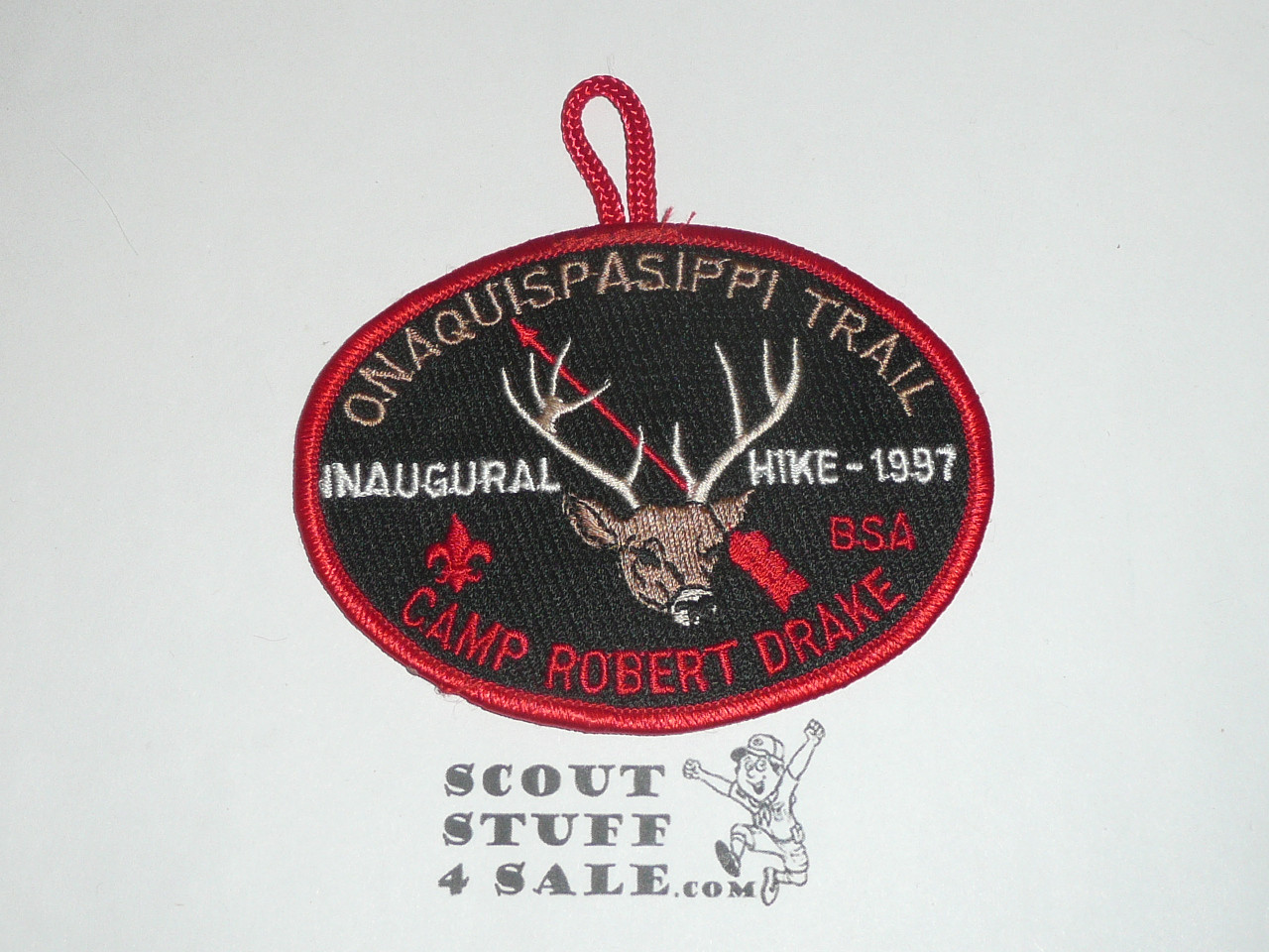 Onaquispasippi Trail 1997 Inaugral Hike Patch, Order of the Arrow, Camp Robert Drake, Prairielands Council