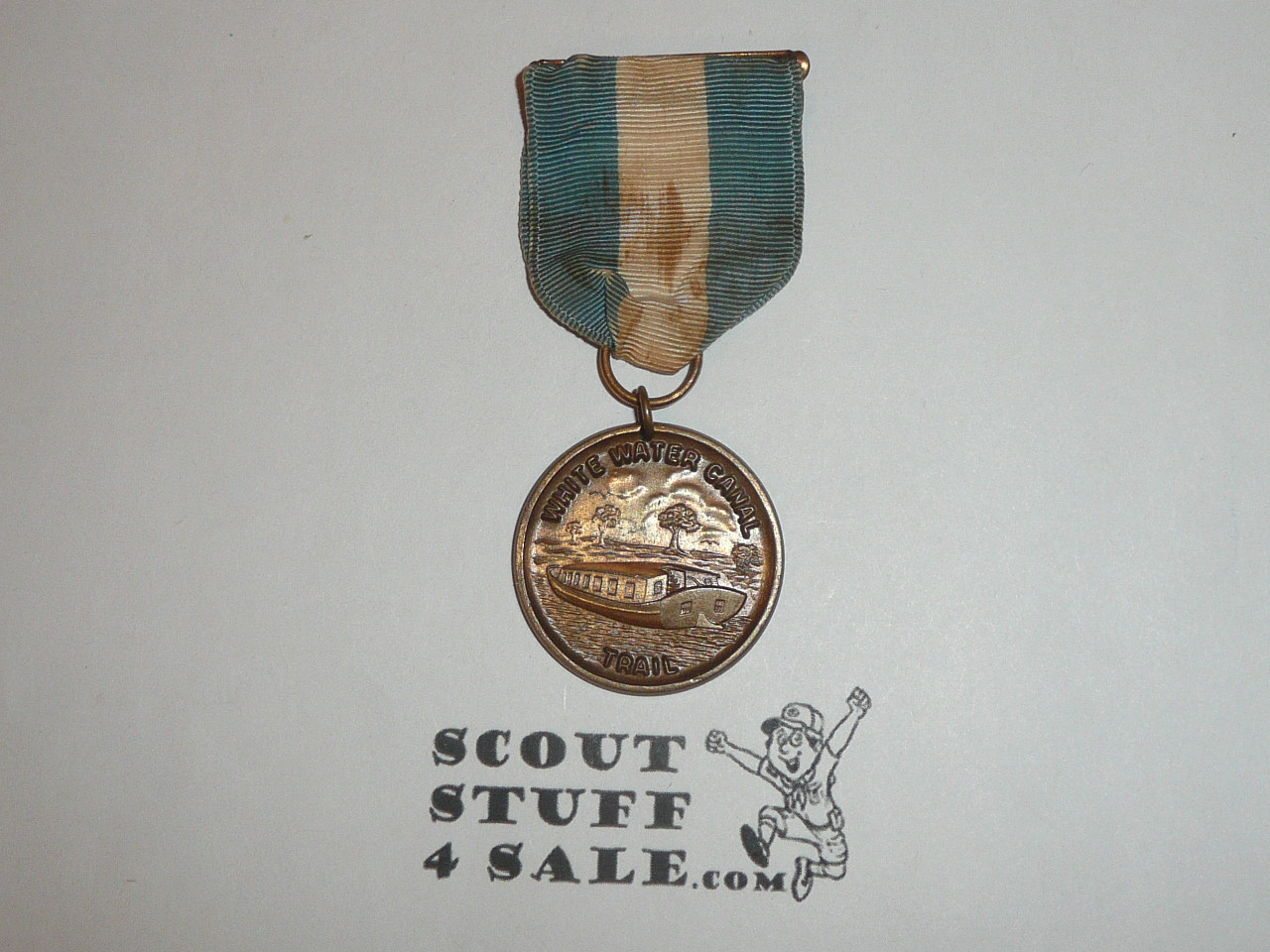 White Water Canal Trail Medal, wear to ribbon