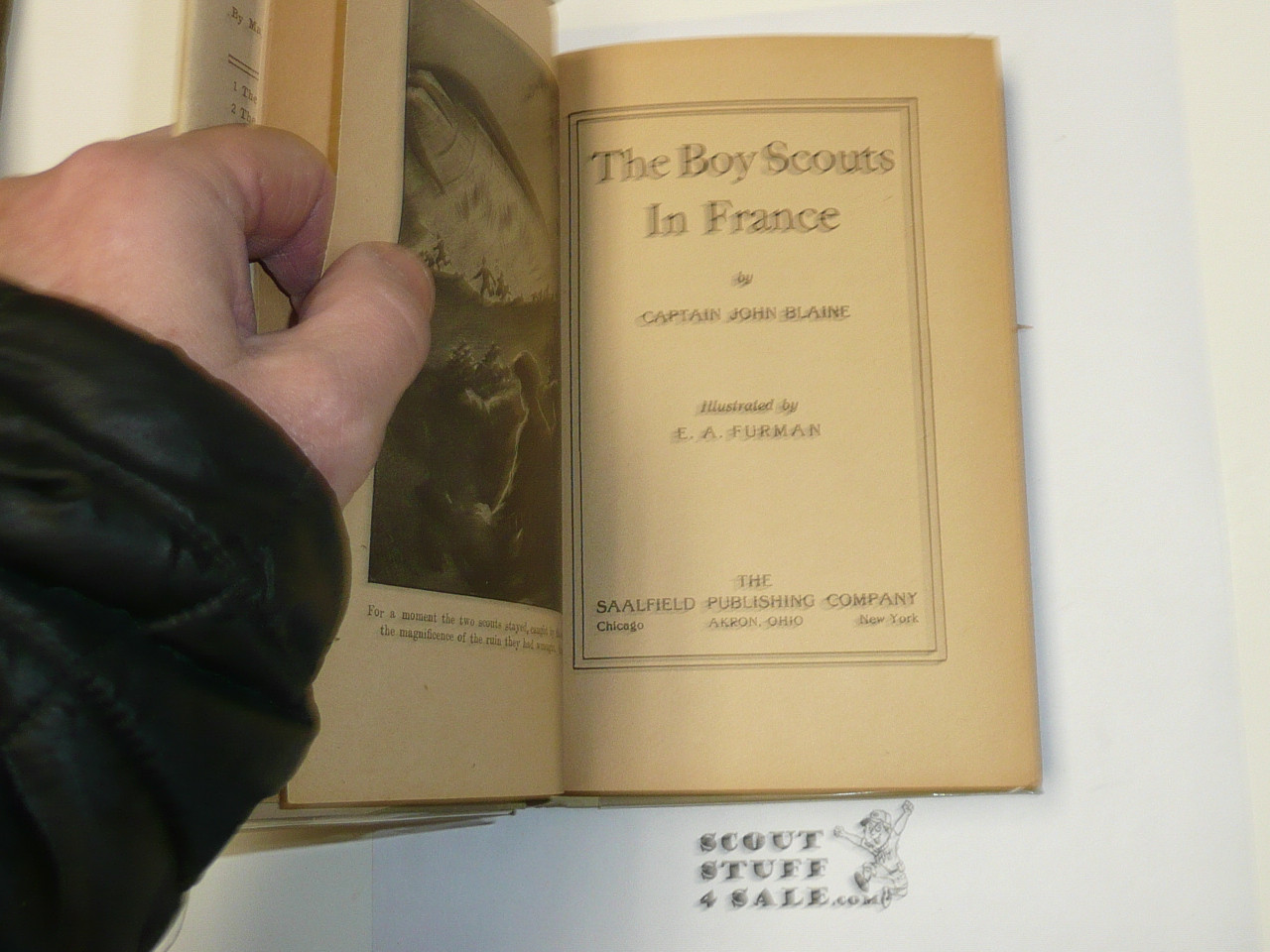 The Boy Scouts In France, by Captain John Blaine, 1916, Hardbound with Dust Jacket, Boy Scout Story Book